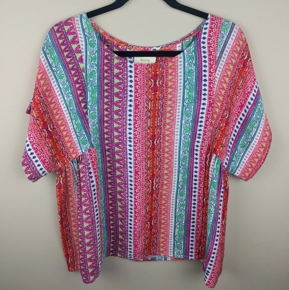Anthropologie Maeve Vertical print blouse scoop - Picture 1 of 7